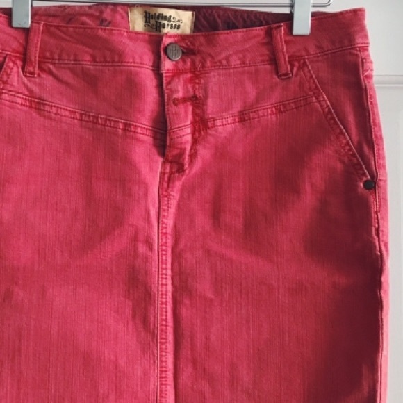 Anthro Holding Horses Red Denim Jean Skirt - Picture 2 of 8